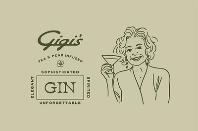 Gigi's Gin bottle branding brief design garden gin liquor logo