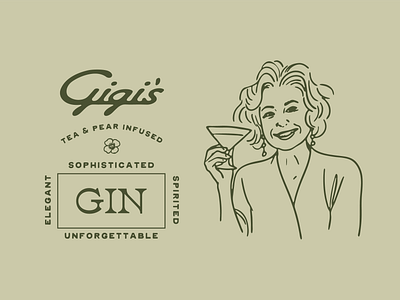 Gigi's Gin bottle branding brief design garden gin liquor logo