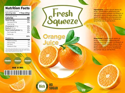 Print Media - Label Design freelancer fresh fruit juice graphic design graphic designer india juice bottle label design orange pomegranate print media