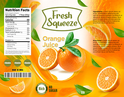 Print Media - Label Design freelancer fresh fruit juice graphic design graphic designer india juice bottle label design orange pomegranate print media