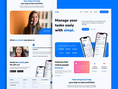 Simpl Task App Landing page Design design landing page design minimal simple ui ux web web design website