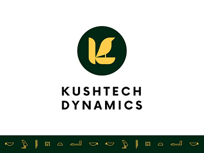 KushTech Dynamics // logo suite africa bird logo brand identity branding clean clear space egypt gold graphic design green green logo hieroglyphics hieroglyphs k logo logo logo layout logo suite social media post sudan