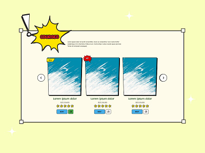 A courses Section for a Comics themed Website books categories comics courses design funky graphic design landing page price section ui ux