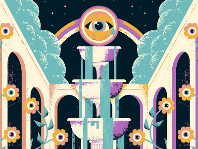 Circuital Waterfall clouds eye fountain illustration psychedelic texture