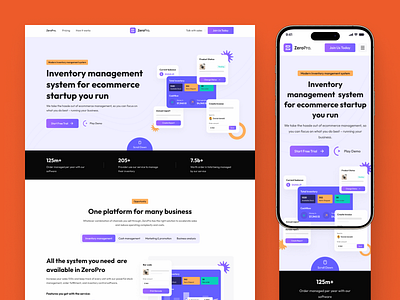 ZeroPro- An Inventory Management Tool clean finance heading homepage inventory landing management minimal modern responsive ui ux web design