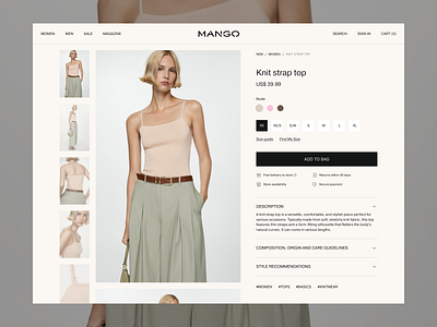 Catalog of store - Mango Website beauty product branding branding design cart catalog checkout clothes clothing e commerce ecommerce ecommerce website fashion website figma graphic design luxury design mango design order redesign website store woman