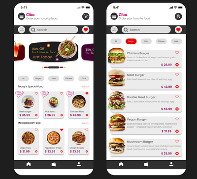 Cibo (FoodApp) branding graphic design ui