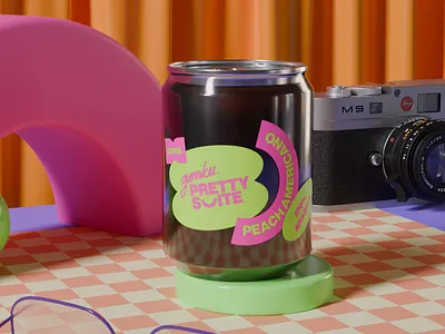 Pretty Suite - Peach Americano 3d beverage design graphic design