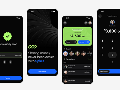 Splice - Money Sharing Mobile App ui ux