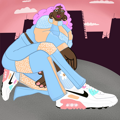 Stomping In My Air Force Ones animation art black girl magic design gif illustration procreate