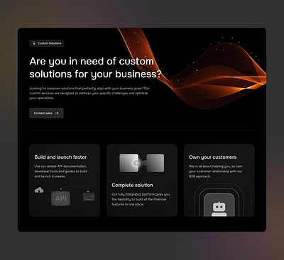 Custom Solutions Section custom solution fintech ui uidesign web design