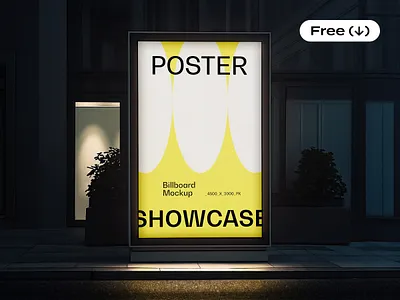 Lightbox Mockup At Night advertising banner download evening free freebie glow glowing lightbox lighting mockup outdoor pixelbuddha poster psd screen signboard street template urban