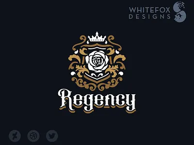 Regency branding crest crown design graphic design logo regal rose vector