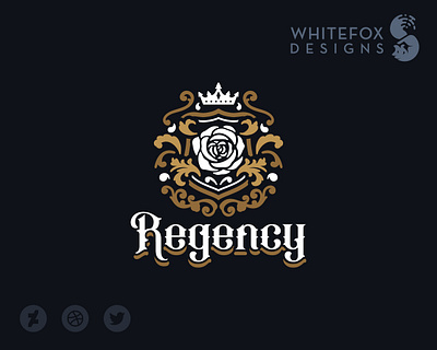 Regency branding crest crown design graphic design logo regal rose vector