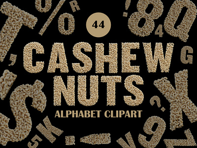 Cashew Nuts Alphabet Clipart with 5 Uniques View alphabet alphabet clipart cashew nuts clipart digital art