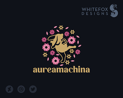 aureamachina branding bunny crank toy design flowers logo vector