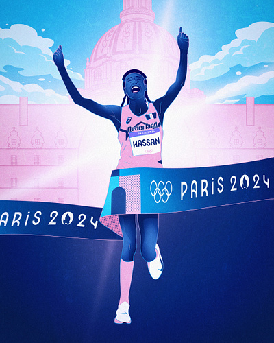 Paris 2024 Olympics Art: Day 16 art athletics design digital games graphic illustration olympics paris paris2024 poster sifan hassan sport