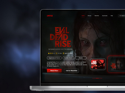 DAY 03 - LANDING PAGE | 100 DAYS UI CHALLENGE 100daychallenge darktheme horrordesign horrorui landingpage moviestreaming streamingservice typography uichallenge uidesign userinterface uxdesign webdesign