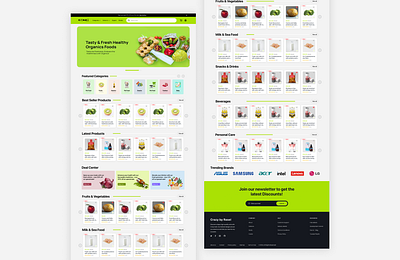 Grocery Store Responsive Design buisness page design case study case study with different sceens e commerce landing page e commerce store grocery store landing page grocery store page landing page design mobile and web responsive responsive e commerce signle page store ui design landing page