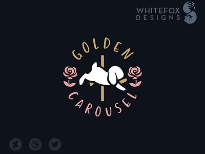 Golden Carousel branding bunny carousel design graphic design logo roses vector
