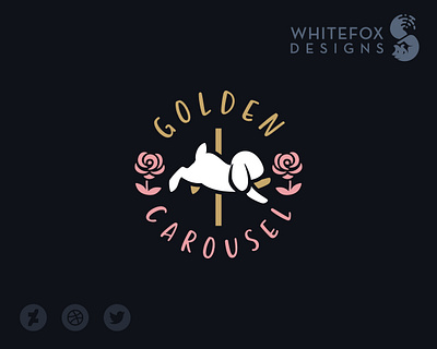 Golden Carousel branding bunny carousel design graphic design logo roses vector