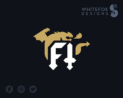 FI branding design dragon graphic design logo sword vector