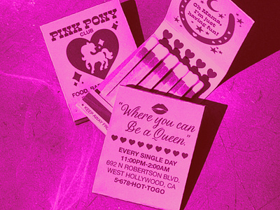 Pink Pony Club Matchbook Design bar branding business branding chappell roan design drag drag queen feminism icon illustration lesbian lgbtq logo matchbook art matchbook design nightclub pink pink pony club queen queer