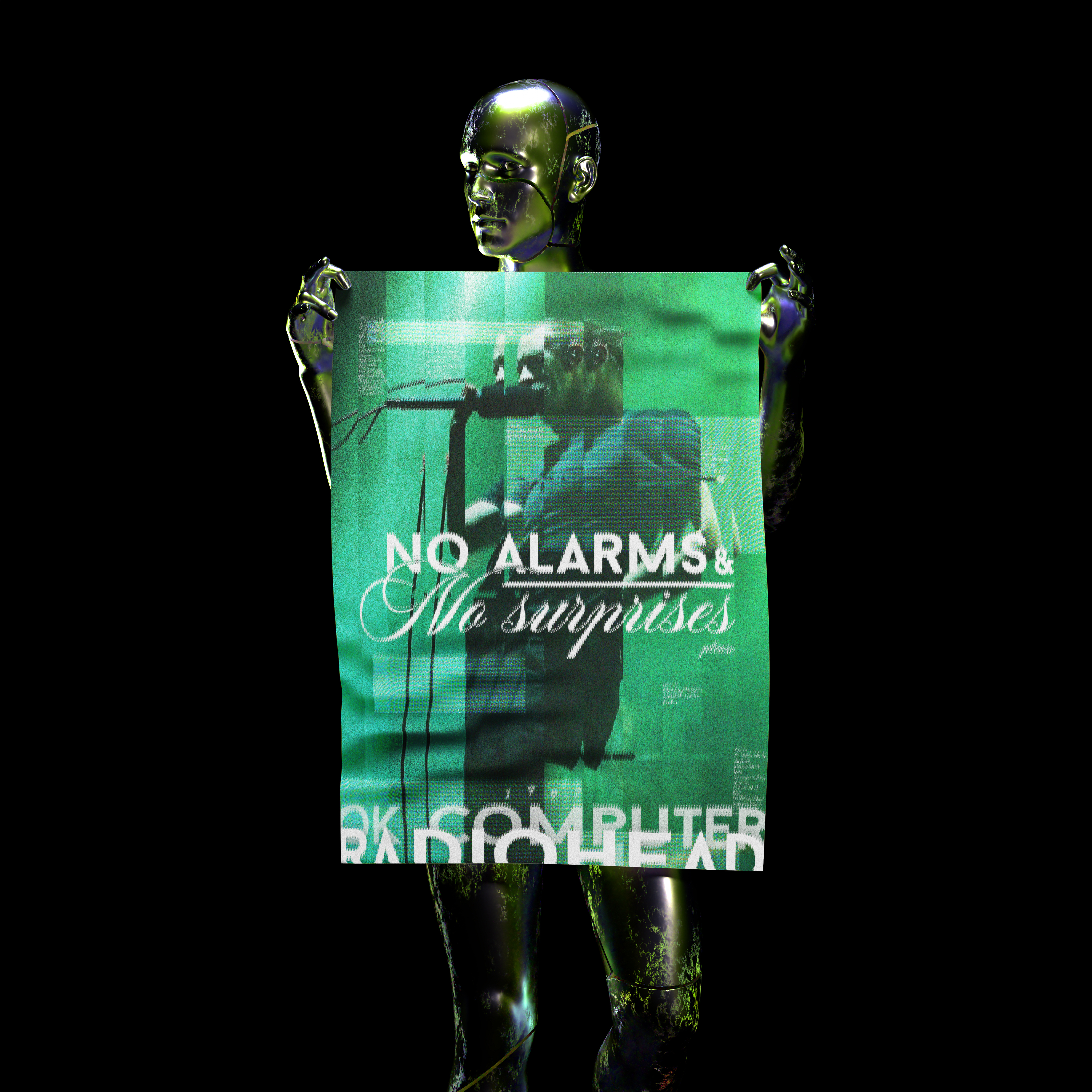 Radiohead poster adobe illustrator adobe photoshop band design distortion experimental graphic design music ok computer poster poster design radiohead rock tech thom yorke