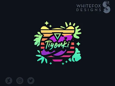 Tigenki 80s branding design graphic design logo planet tiger vaporwave vector