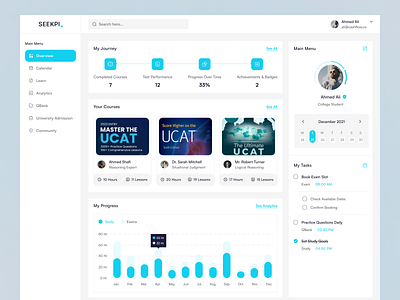 Student Portal Dashboard UI dashboard design figma design online course app online learning app saas student portal ui ui design web app web application website design