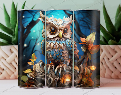 Owl Sitting on a Tree Skinny Tumbler Wrap bird tumbler carton tumbler children tumbler color image custom tumbler custom tumbler art design illustration nature tumbler owl vector photography skinny tumbler sublimation tumbler sublimation tumbler warp vector art waterslide tumbler