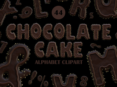 Chocolate Cake Alphabet Clipart with 5 Uniques View alphabet clipart chocolate chocolate cake clipart digital creation