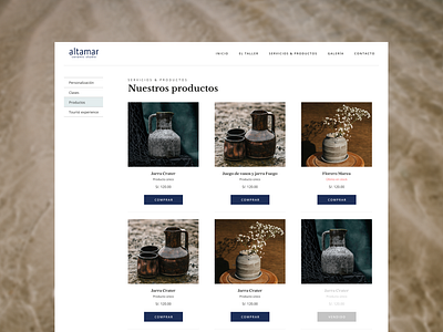 Website design for the ceramics studio, Altamar categorypage responsivedesign webdesign webflowdesign webflowdevelopment