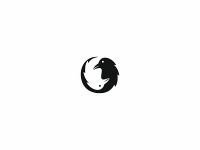 Dual raven logo yin yang animal bird black white blackwhite double dual logo logo design minimal minimalist negative space raven ravens simple yin yang