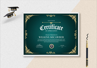 Certificate Design of Appreciation template adobe illustrator branding certificate certificate design certificate design template design design template editable graduation graphic design