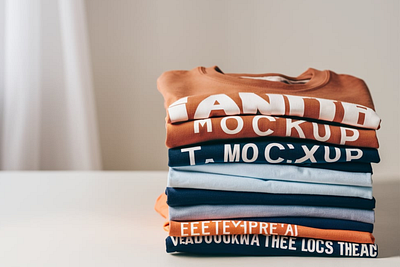 Stack of Folded T-shirt Mockup design graphic design illustration vector