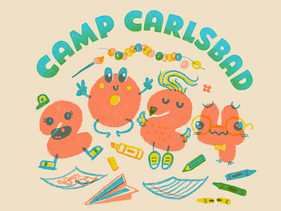 Camp Carlsbad branding childrens book digital art illustration lettering overprinting procreate swag