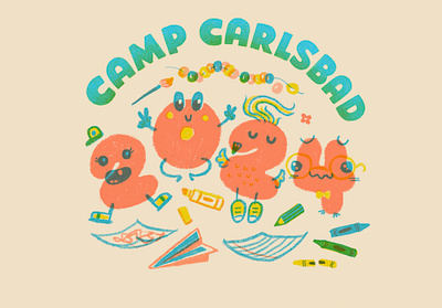 Camp Carlsbad branding childrens book digital art illustration lettering overprinting procreate swag