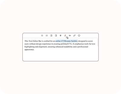 Text Editor Bar for An Online CV Builder product design ui design