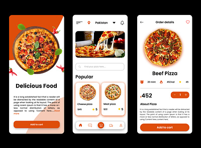 Pizza App Design branding figma graphic design logo motion graphics prototyping ui ux wireframe