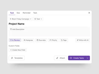 Add Project Model admin app b2b cloud crm interaction management marketing minimal modal mp product design product management saas software task todo ui ux web app