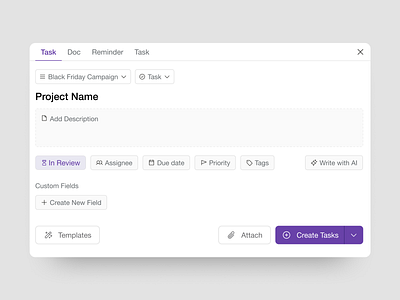 Add Project Model admin app b2b cloud crm interaction management marketing minimal modal mp product design product management saas software task todo ui ux web app