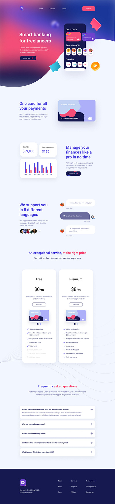 Smart banking landing page finance landing page landing page ui ui element uiux landing page