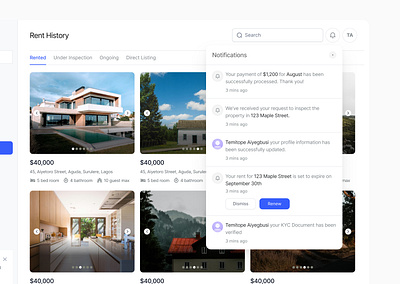 Notifications Modal design modals notification design notification modal notifications real estate ui ui design ux ux design