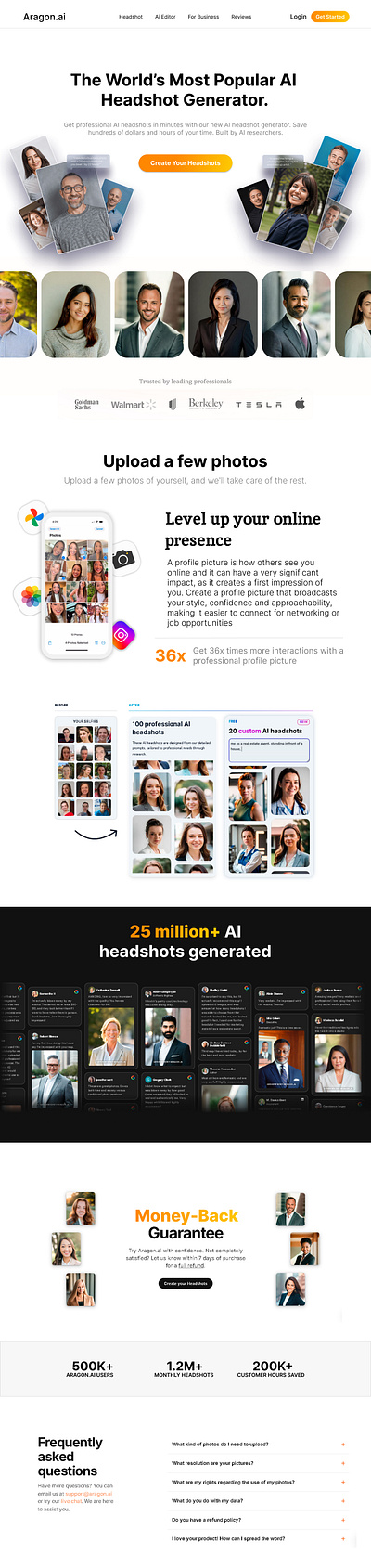 Headshot Generator Face Swapping Fully Landing Page Design 3d adobe xd animation app design branding business website dribble face swapping figma fiverr for you graphic design headshot generator motion graphics prototyping ui design user experience user interface ux design website design