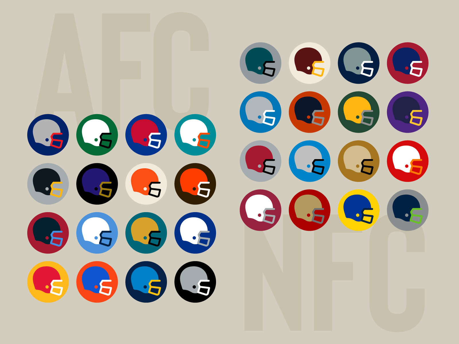 NFL Helmet Icons afc colors football helmet icons illustrations logo nfc nfl