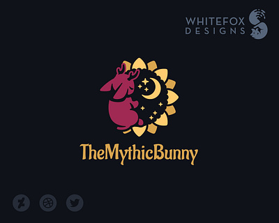 The Mythic Bunny branding design graphic design jackalope logo moon stars sunflower vector