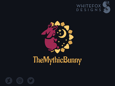 The Mythic Bunny branding design graphic design jackalope logo moon stars sunflower vector