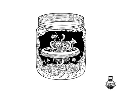 Cherry Ring black and white branding cherry design drawing graphic design illustration lineart linework threadless vector