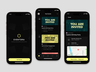 Eventora - Event Planner App appdesign darkmode dashboarddesign designsystem interactiondesign interfacedesign landingpage mobile mobiledesign productdesign ui uidesign uiux userexperience userinterface ux uxdesign web webdesign